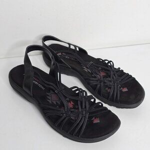 Skechers Reggae Slim Simply Stretch Slingback Sandals Black Womens 9 Memory Foam